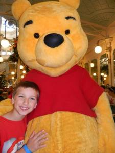 And now…hugging Pooh… Bear. Hugging Pooh Bear.