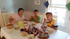 Owen's too cool for his sandwich.