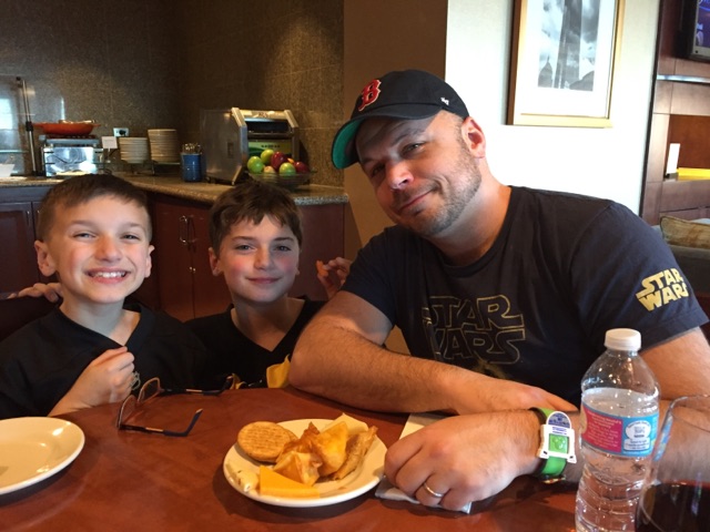 boys and wayne in lounge