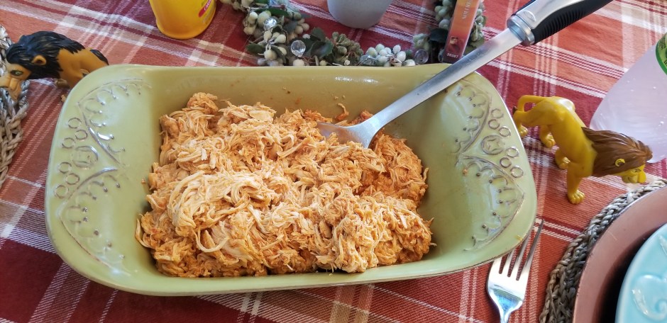 shredded chicken in bowl