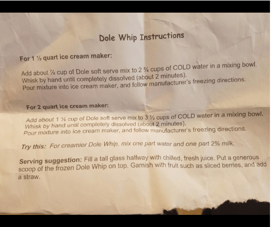 DOLE WHIP INSTRUCTIONS MOTHERS DAY MAY 2020